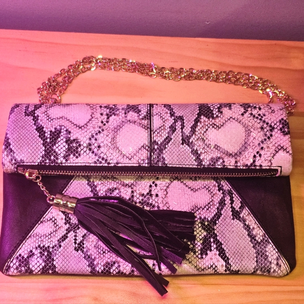 Snake Skin bag with Gold Chain accent
